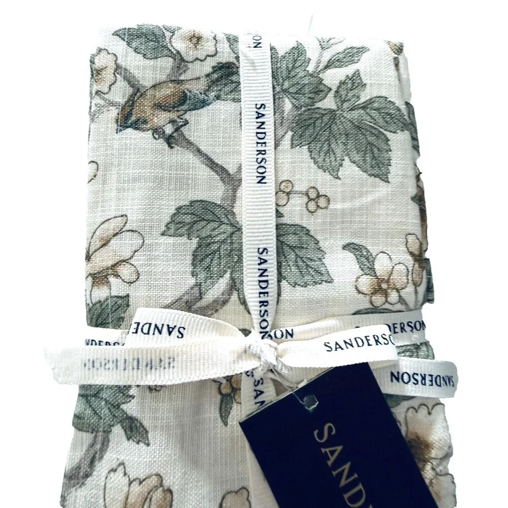 Sanderson Fabric Napkins Chiswick Grove Floral Birds 100% Cotton 20x20